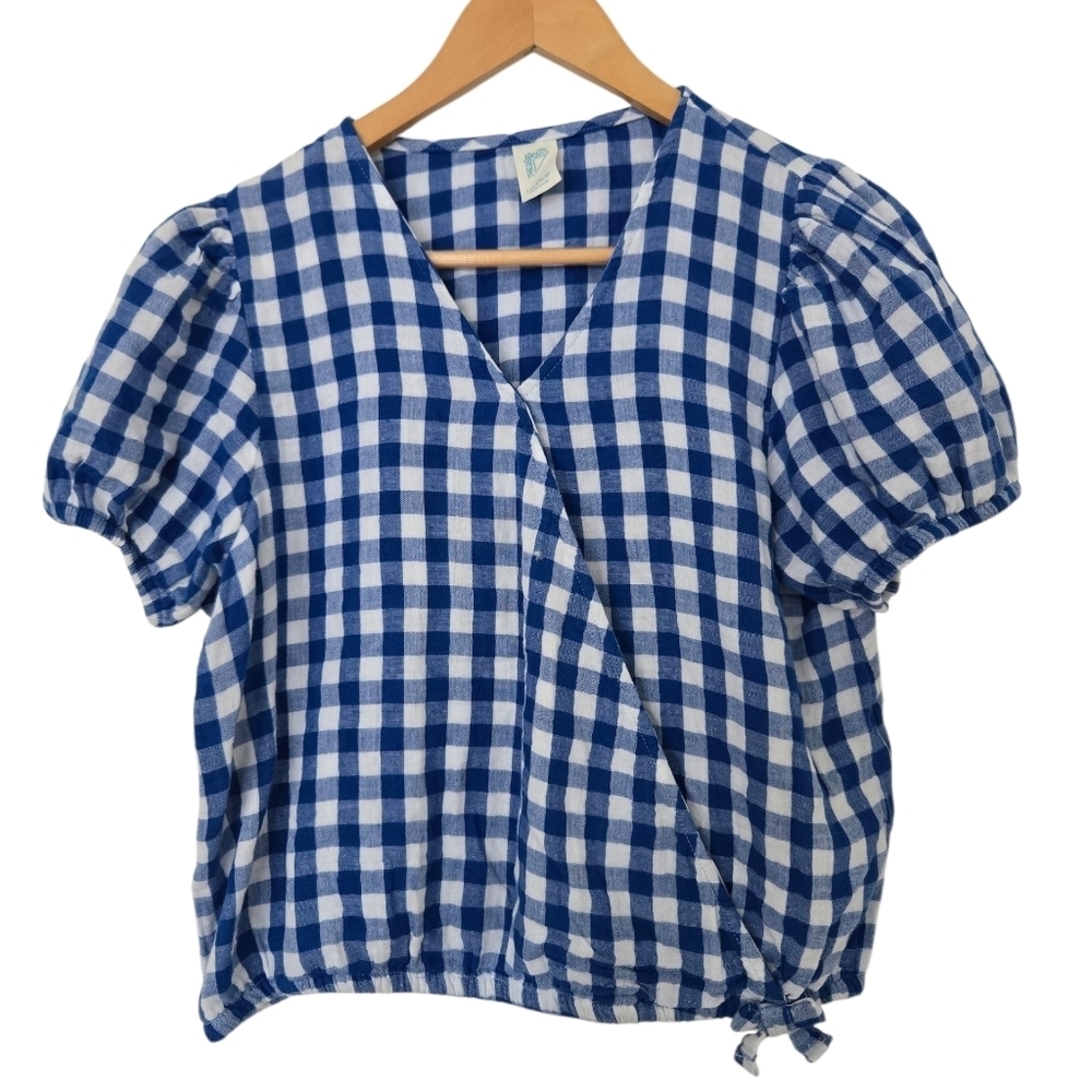 Thereabouts Blue and White Checkered Top Size 14/16